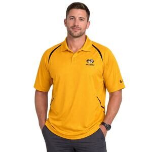 Missouri Mizzou Tigers Under Armour HeatGear Loose Gold Polo Shirt Mens XL